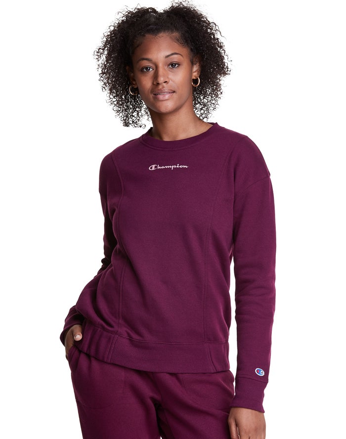 Hanorac Champion Fleece Crew Dama Violet Inchis - Romania HKJYEOC-96